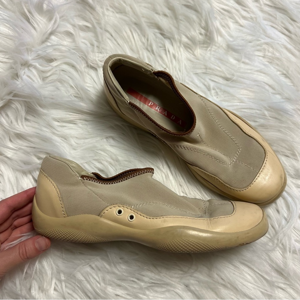 Prada Beige Slip-On Sneakers